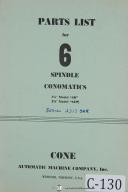 Cone-Conomatic-Cone Conomatics 6 Spindle SD SER Parts List Automatic Machine Manual-2 1/4\"-2 5/8\"-SD-SE-SER-01